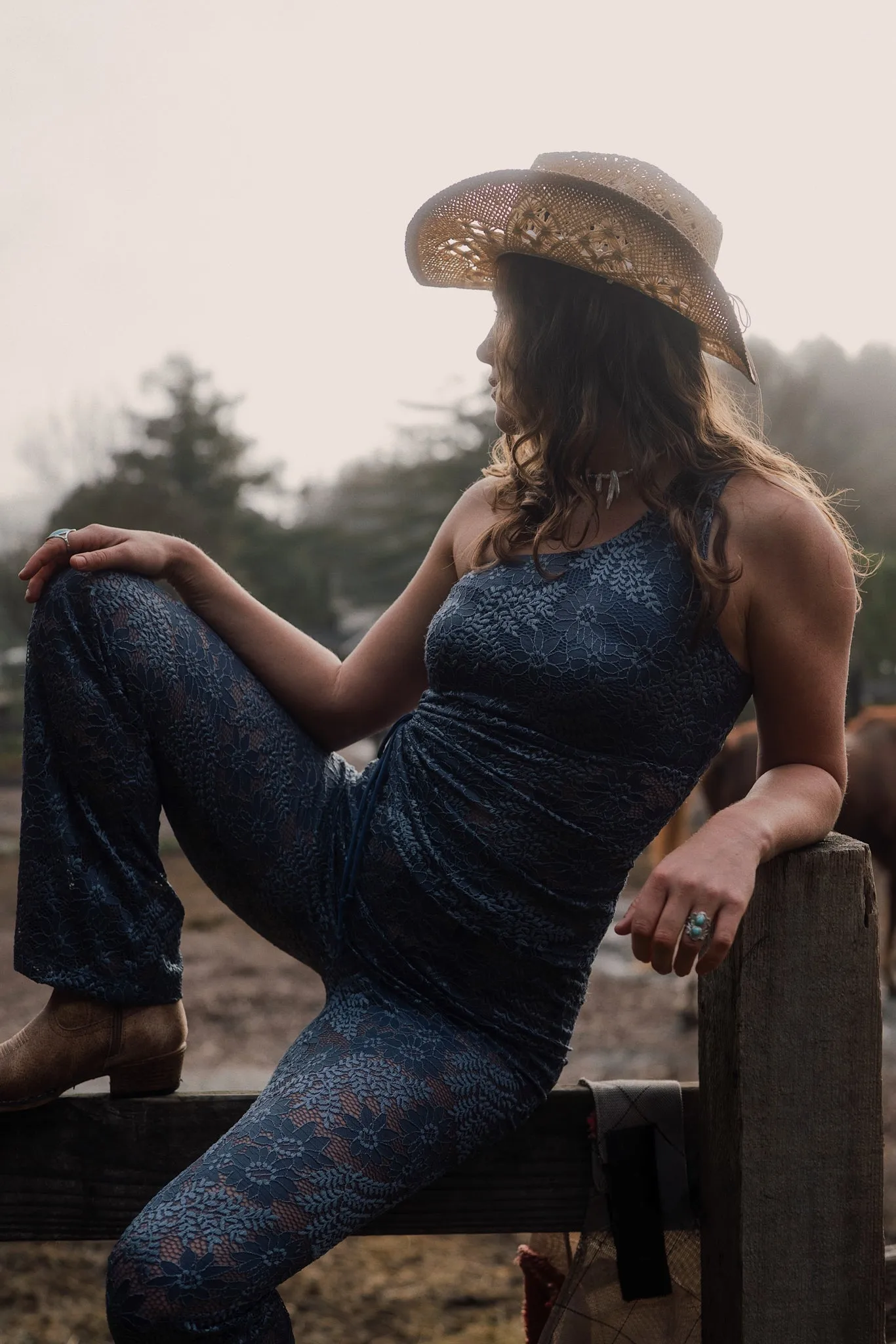 Carolina Lace Pant in Steel Blue sold by What Lo Wants product image thumbnail 3