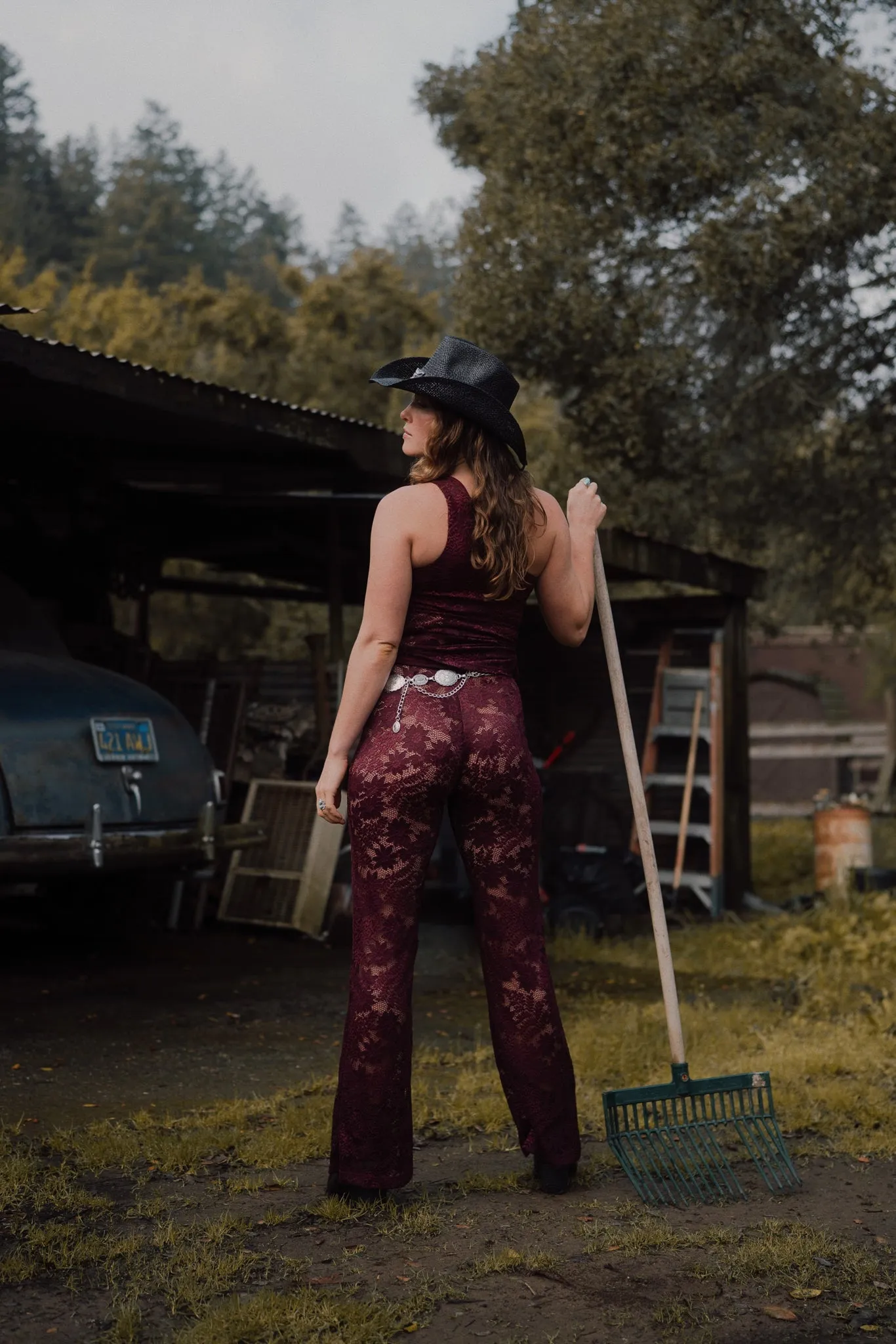 Carolina Lace Pant in Wine sold by What Lo Wants product image thumbnail 5