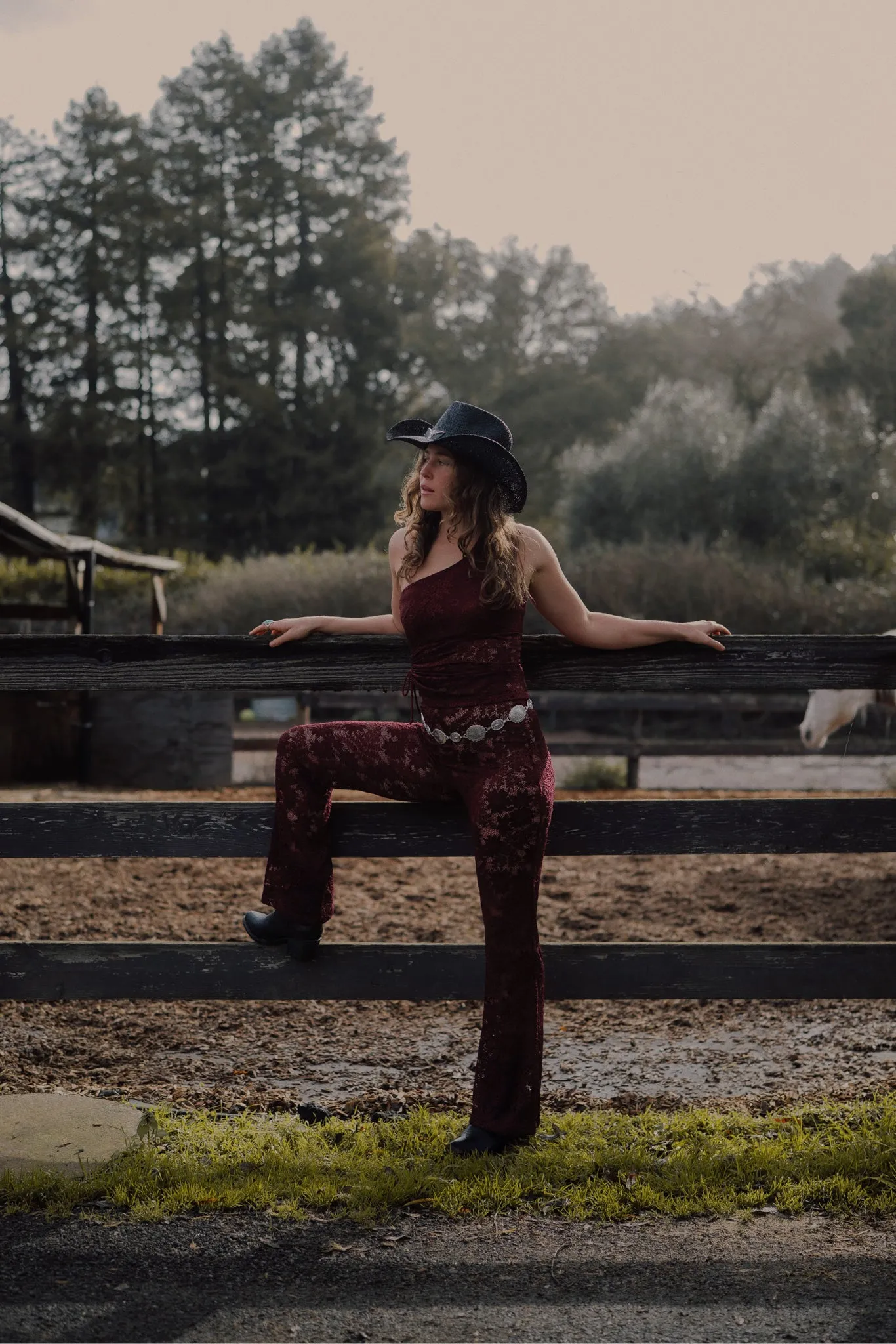 Carolina Lace Pant in Wine sold by What Lo Wants product image thumbnail 2