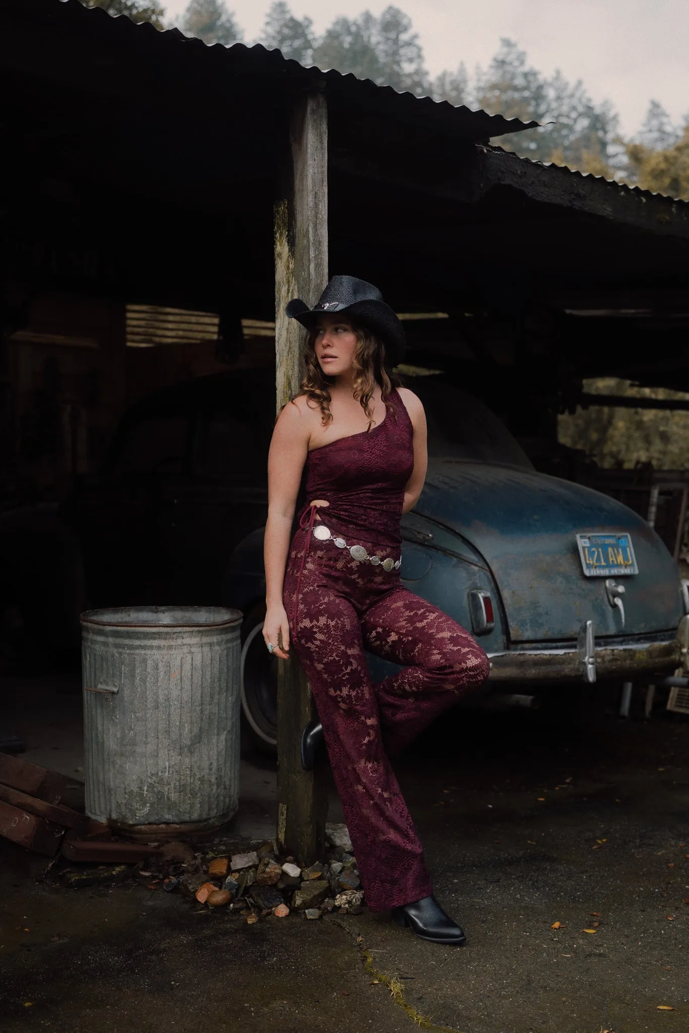 Carolina Lace Pant in Wine sold by What Lo Wants product image thumbnail 3