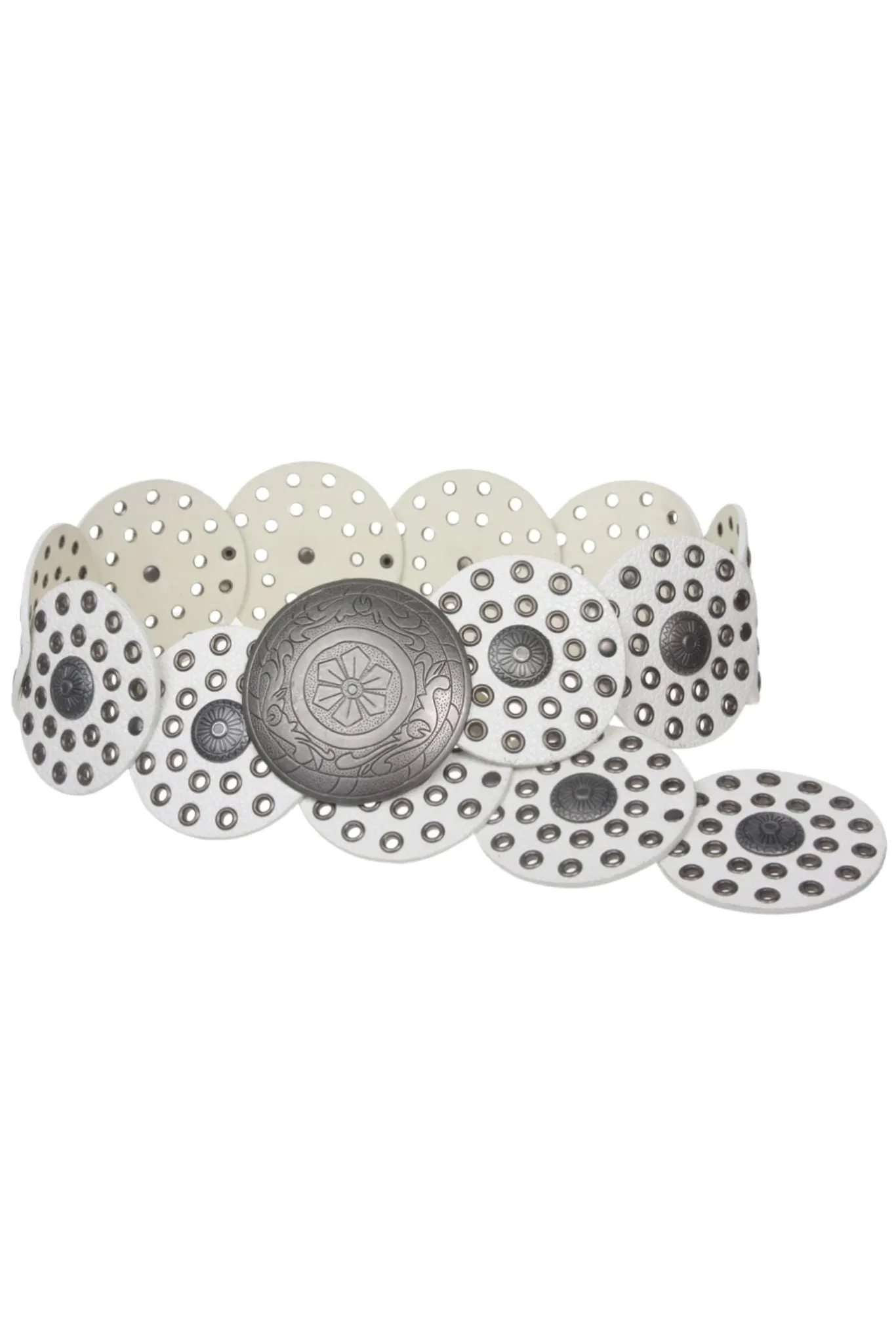Western Leather Concho Belt in Antique Silver or Brass sold by What Lo Wants product image thumbnail 4