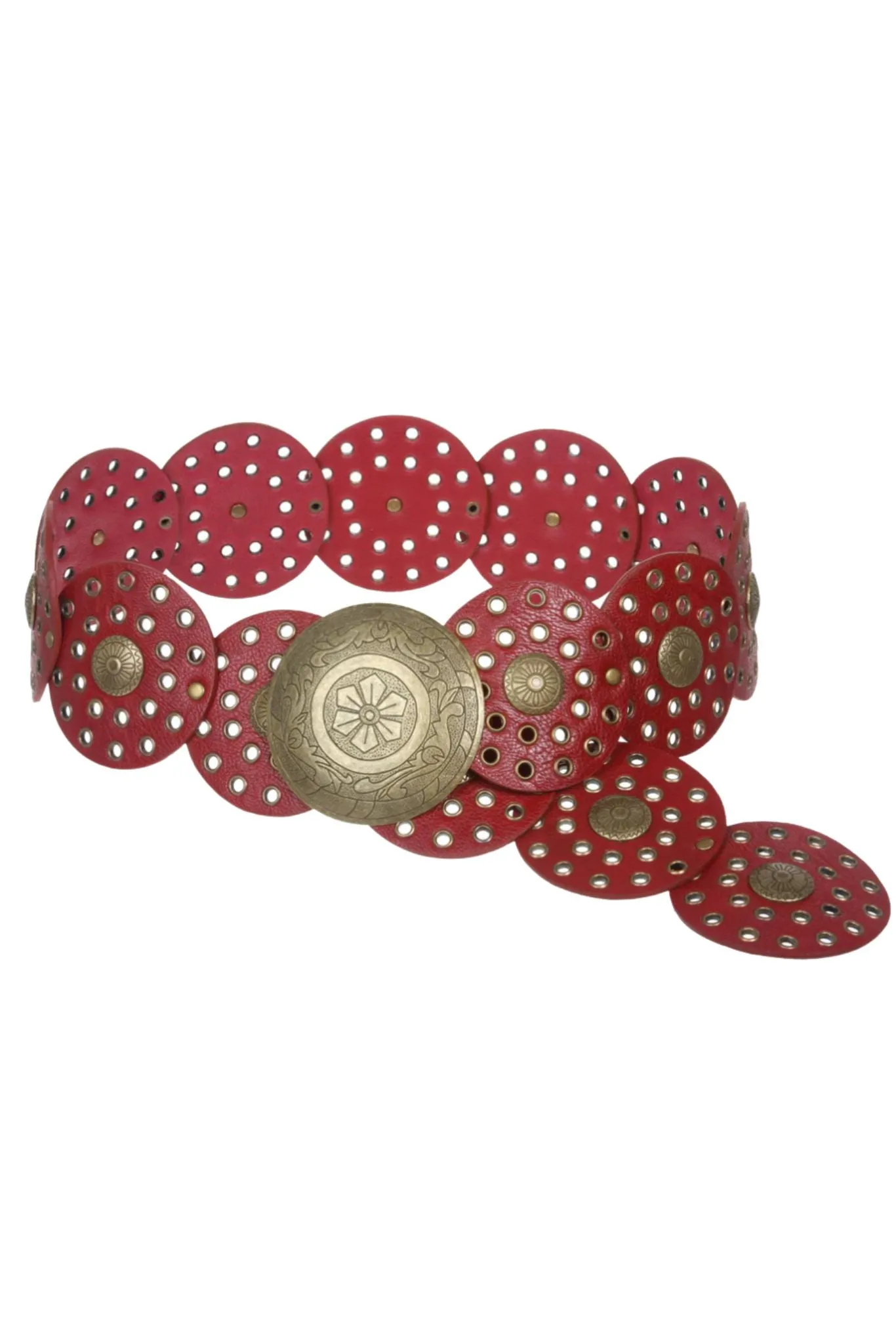 Western Leather Concho Belt in Antique Silver or Brass sold by What Lo Wants product image thumbnail 3