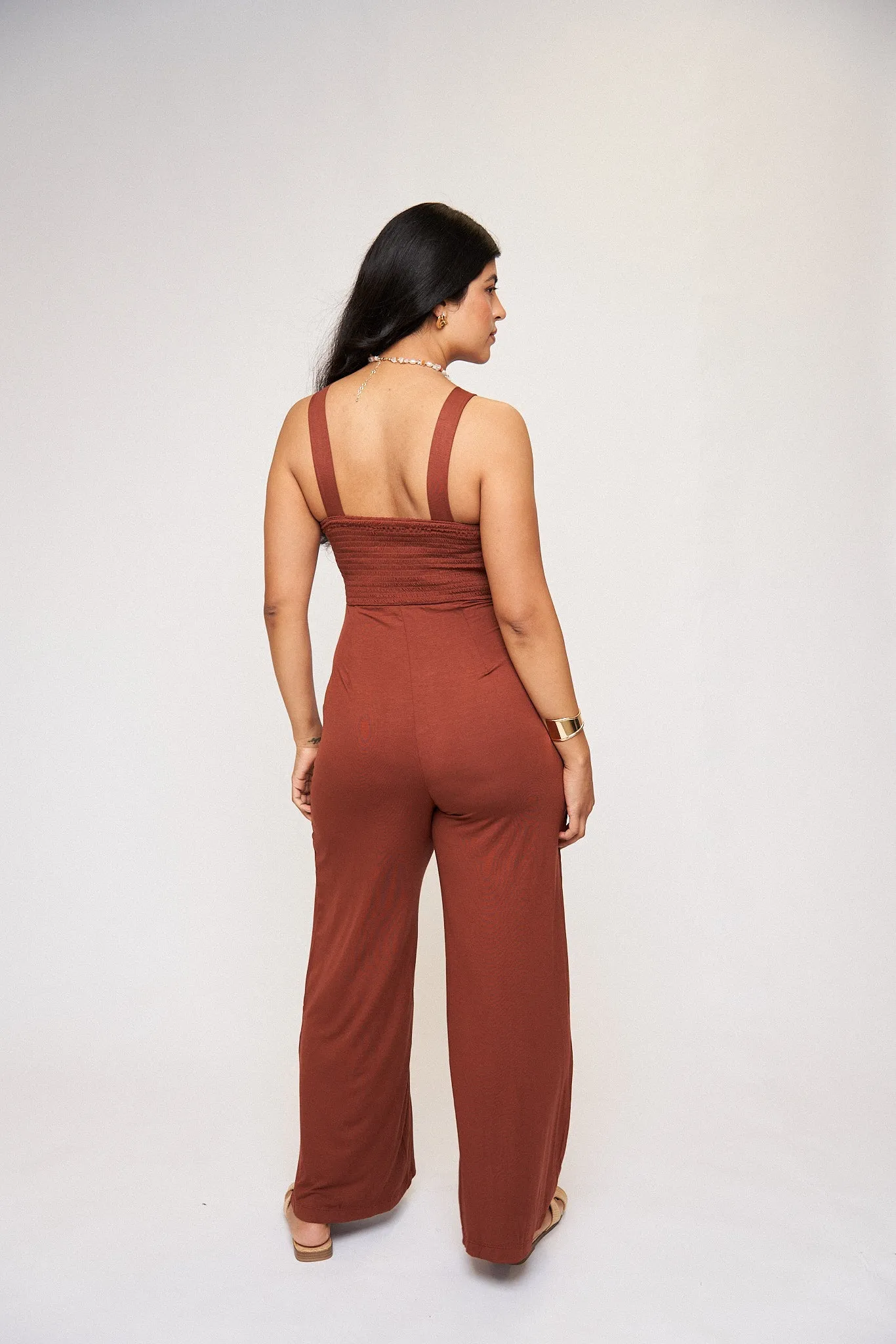 Julia O-Ring Buttersoft Jumpsuit in Rust sold by What Lo Wants product image thumbnail 3