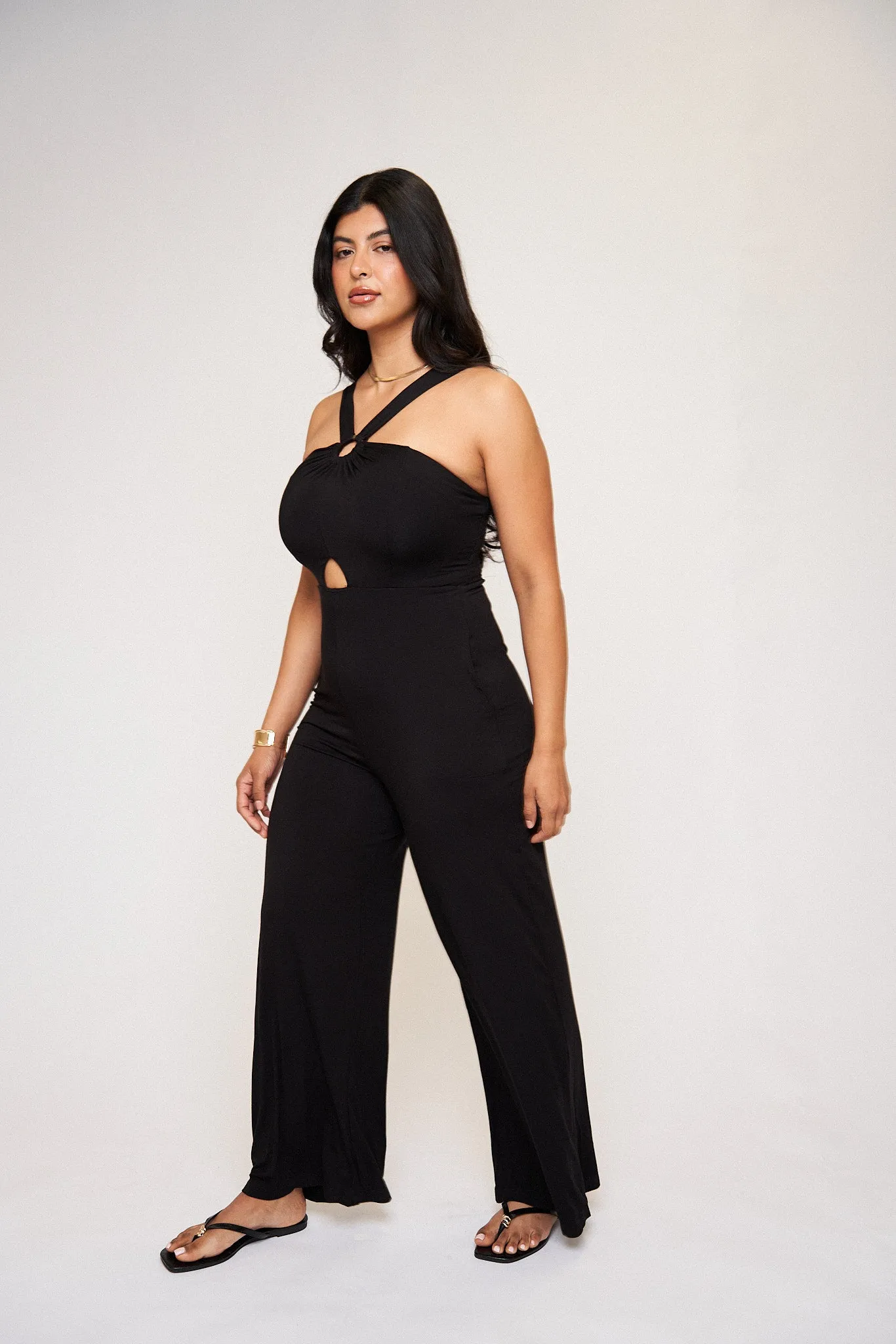 Julia O-Ring Buttersoft Jumpsuit in Black sold by What Lo Wants product image thumbnail 3