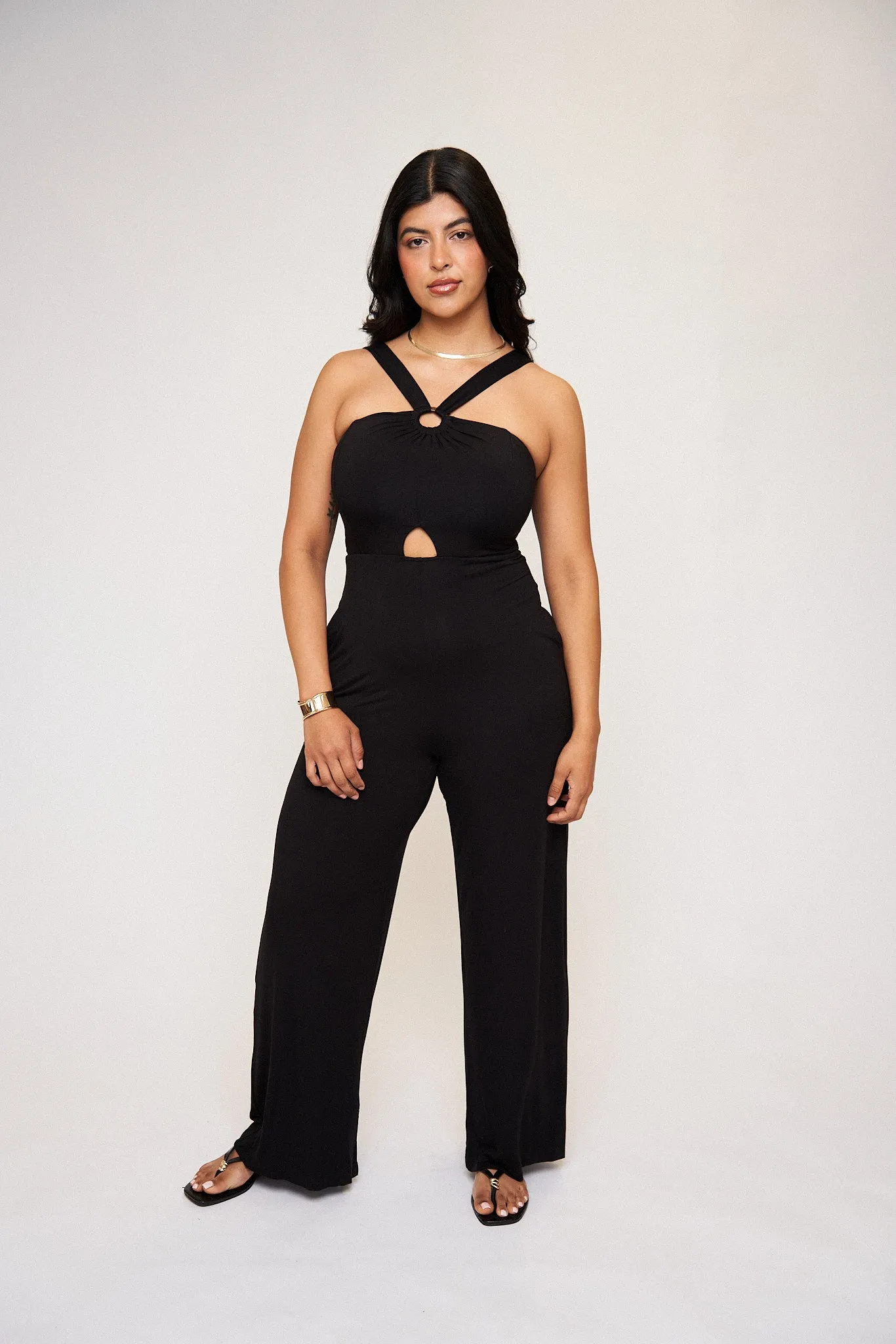 Julia O-Ring Buttersoft Jumpsuit in Black sold by What Lo Wants product image thumbnail 2