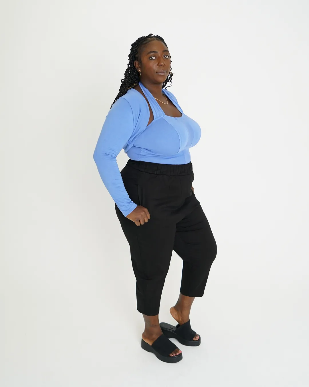 "Leah" Cotton Tencel Crop Pant in Black sold by What Lo Wants product image thumbnail 3