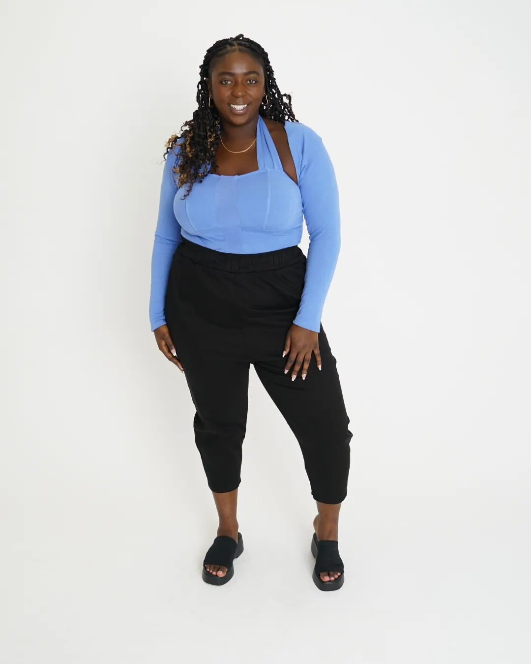 "Leah" Cotton Tencel Crop Pant in Black sold by What Lo Wants product image thumbnail 5