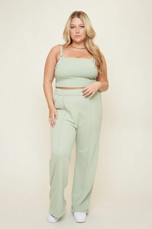 Camilla Cotton French Terry Pant in Sage sold by What Lo Wants