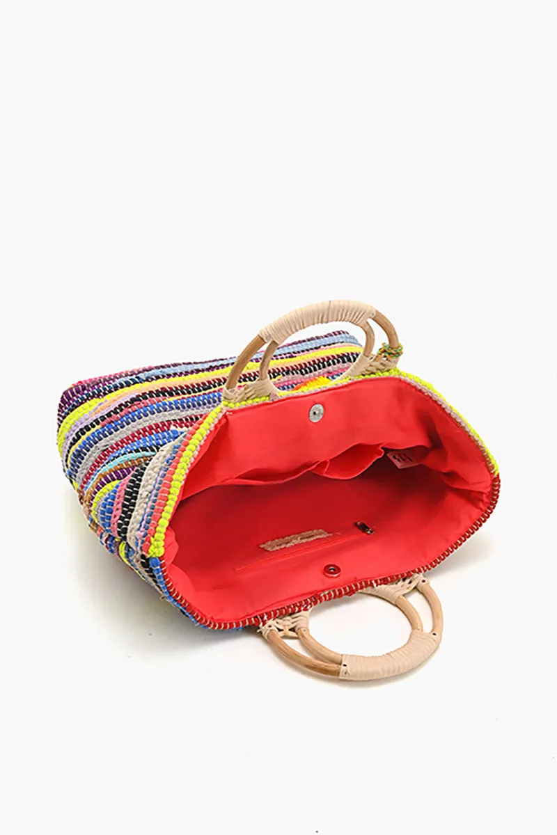 Rainbow Handwoven Tote With Tassel sold by America & Beyond product image thumbnail 5