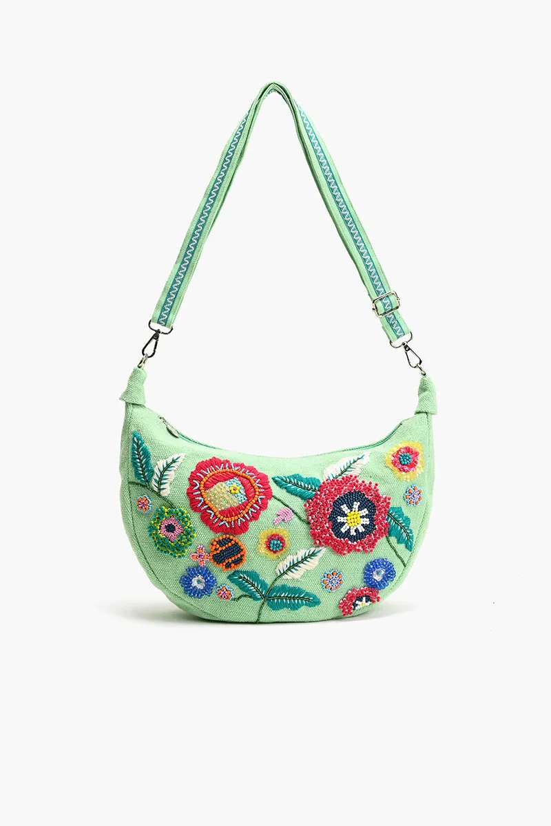 Blue Bloom Bouquet Shoulder Bag sold by America & Beyond