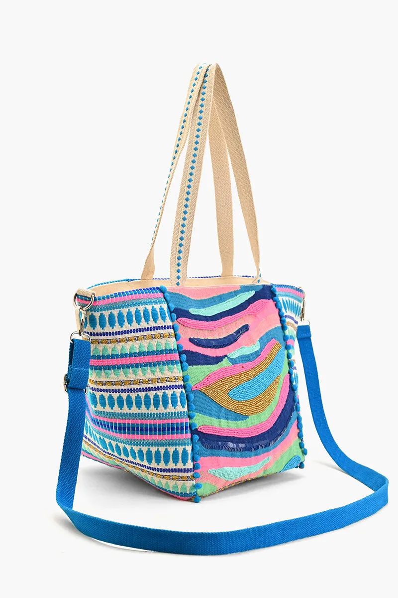Blue Wave Embellished Tote sold by America & Beyond product image thumbnail 3