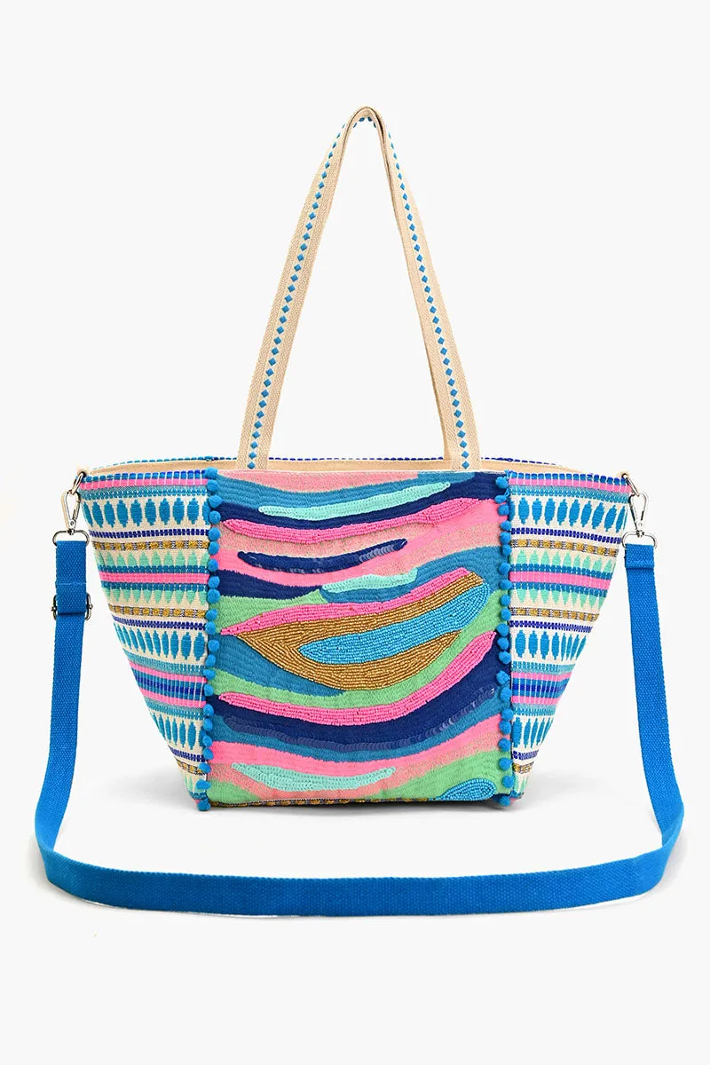 Blue Wave Embellished Tote sold by America & Beyond