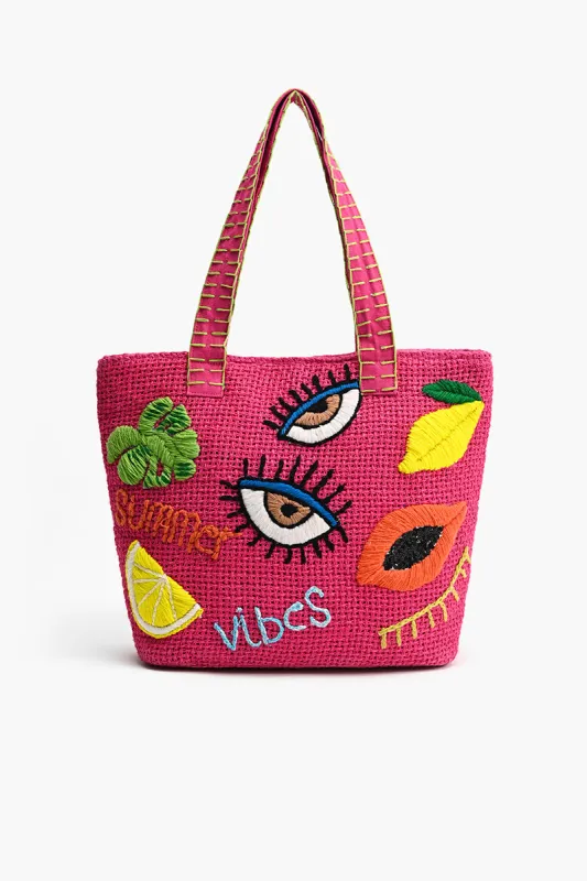Pink Bliss Fruitful Charm tote sold by America & Beyond
