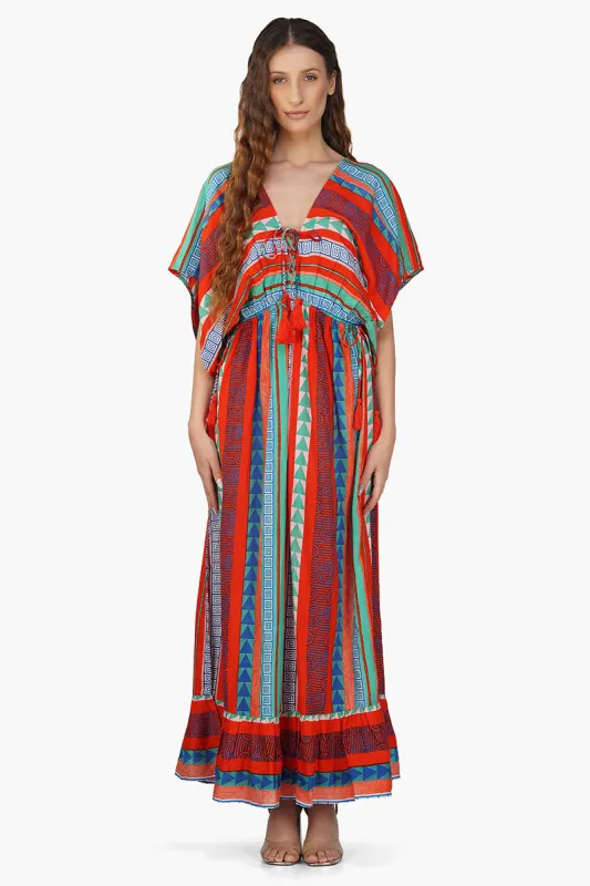 Ruby Aztec Printed Stripe Maxi Dress sold by America & Beyond