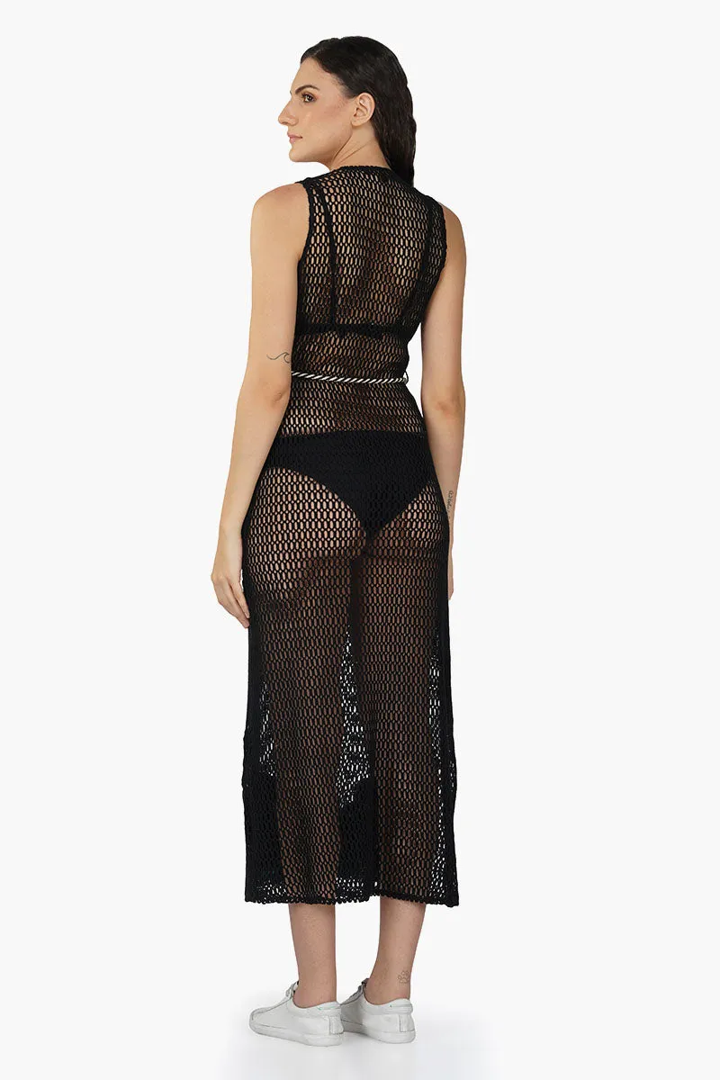 Maison Black Embroidered Shirt Dress sold by America & Beyond product image thumbnail 4