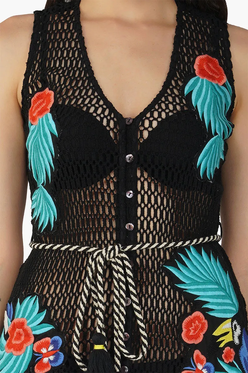 Maison Black Embroidered Shirt Dress sold by America & Beyond product image thumbnail 5