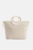 Birch Lurex Durrie Cane Handle Hand Woven Large White Tote sold by America & Beyond