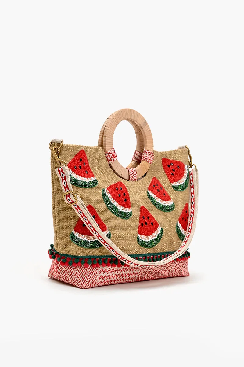 Watermelon Waves Cane Handle Tote sold by America & Beyond product image thumbnail 4