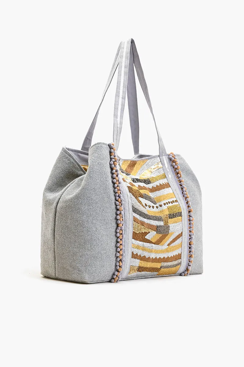 Luxe silver Embellished multi-purpose tote sold by America & Beyond product image thumbnail 3