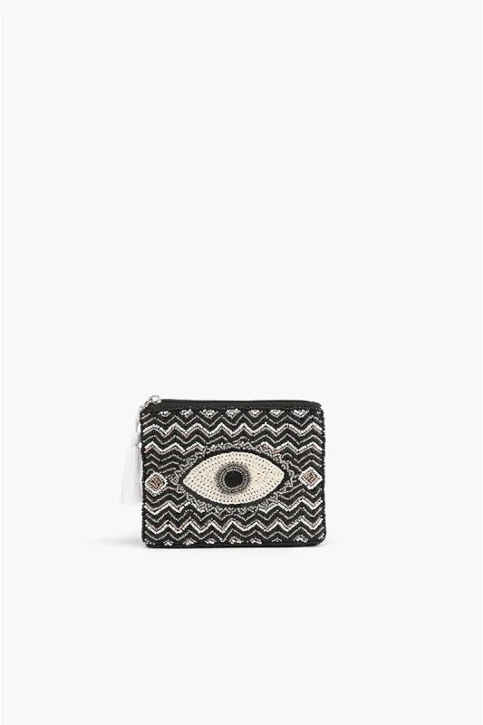 Midnight Embellished Evil Eye Mini Pouches sold by America & Beyond