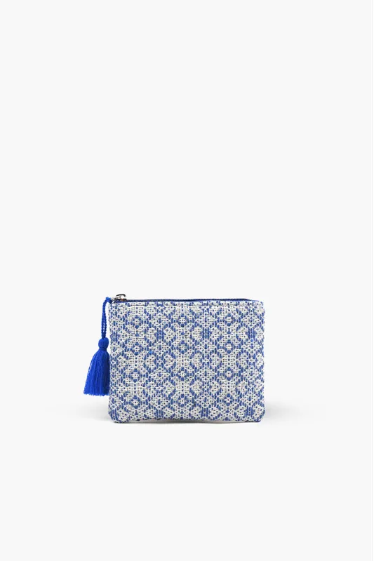 Blue Handwoven Jacquard Coin Bag sold by America & Beyond