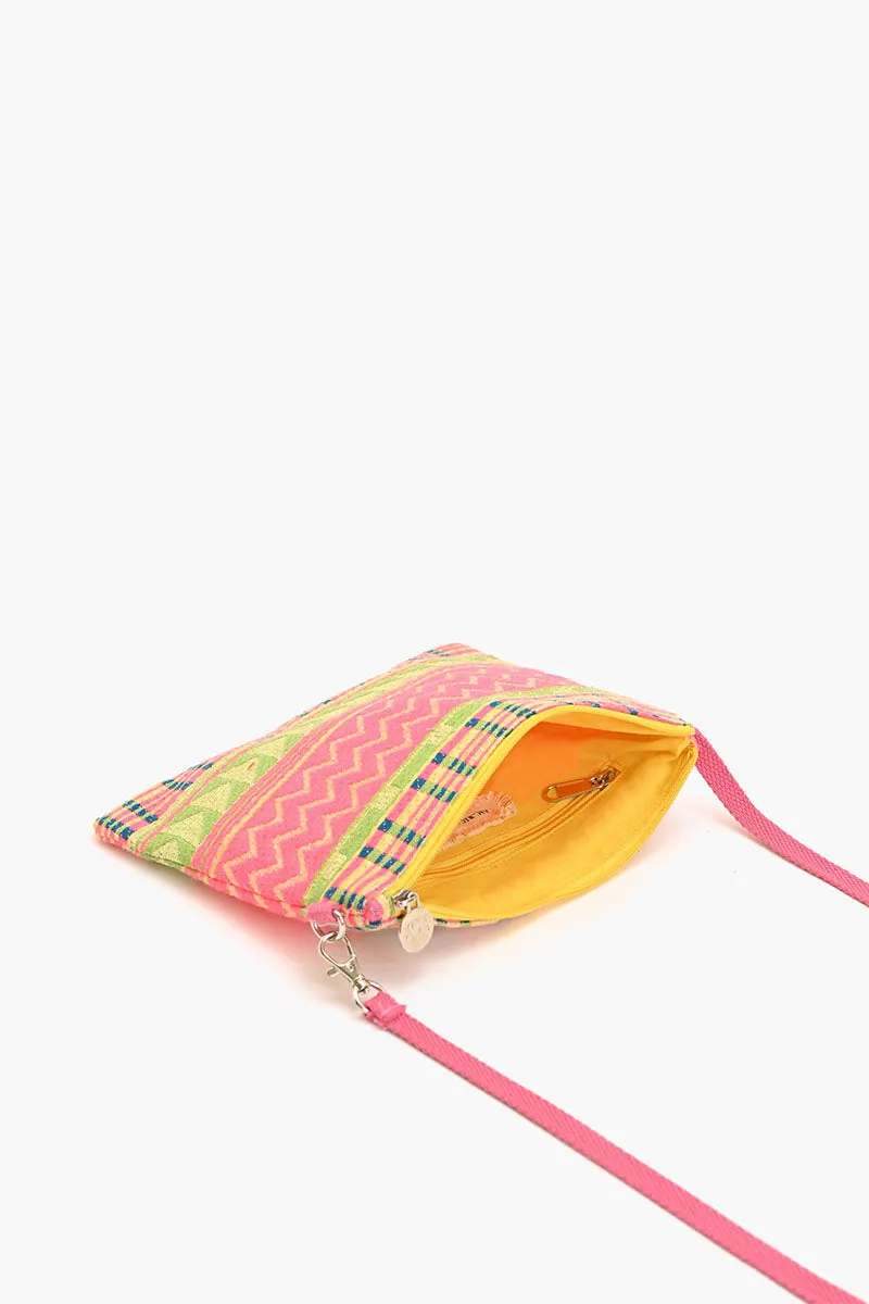 Mexican Striped Pink Spring Top Zip Clutch sold by America & Beyond product image thumbnail 3