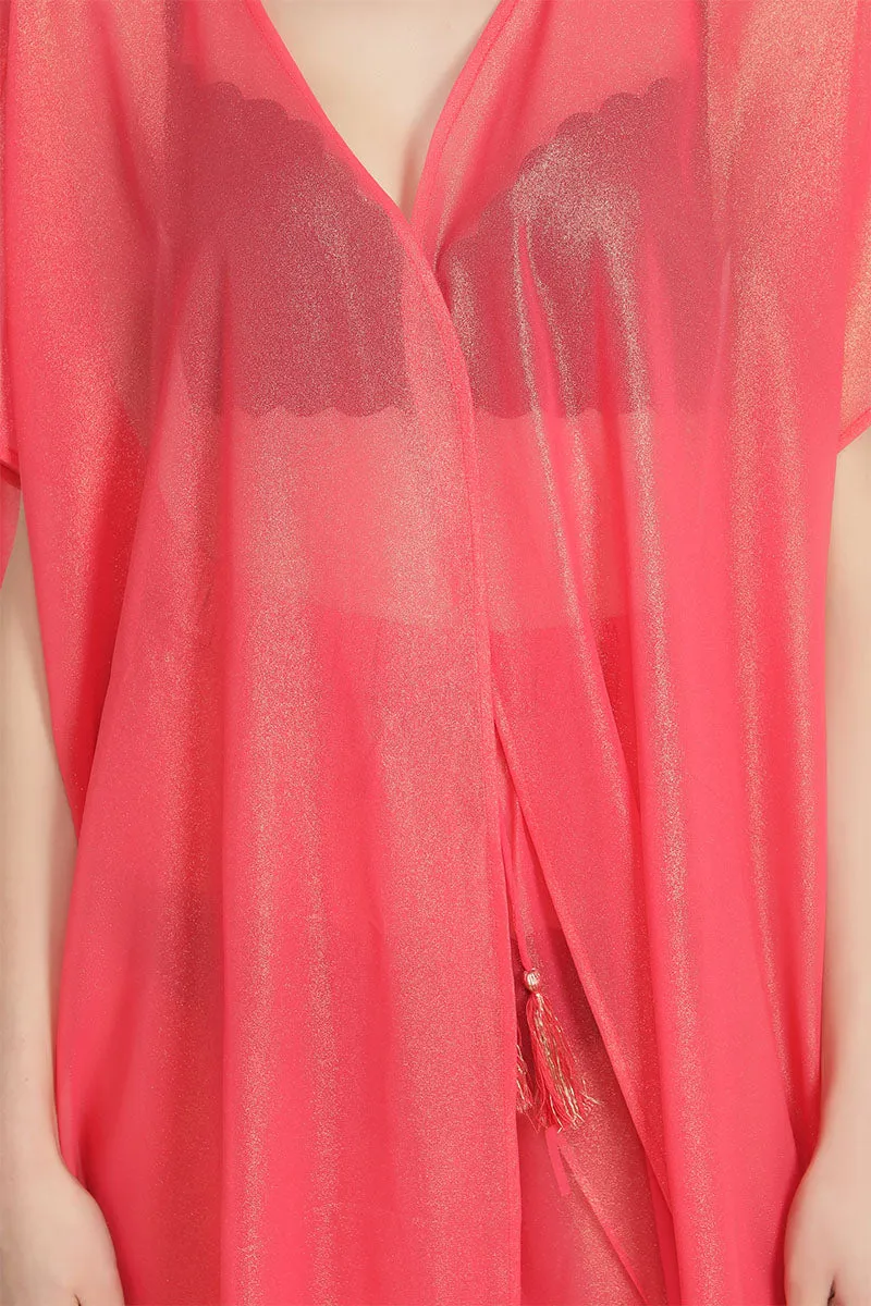 Pink Shimmer Sheer Cover Up sold by America & Beyond product image thumbnail 5