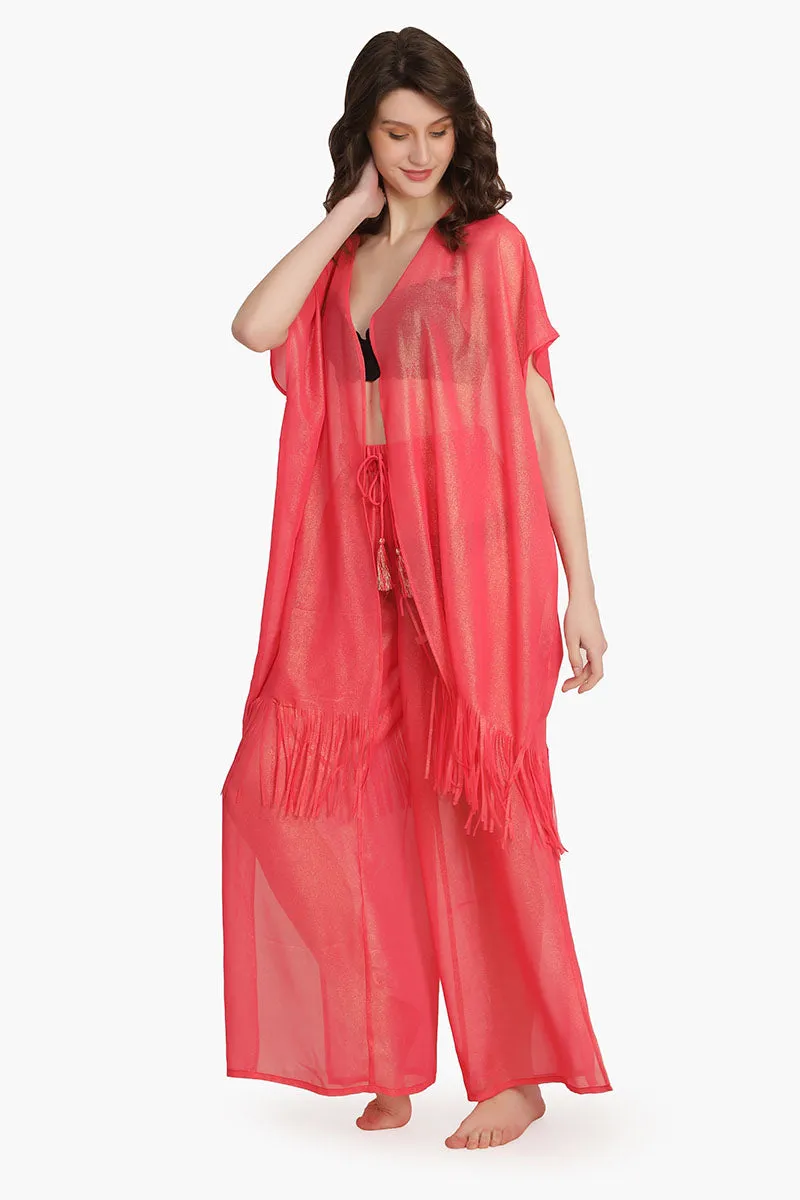 Pink Shimmer Sheer Cover Up sold by America & Beyond product image thumbnail 3