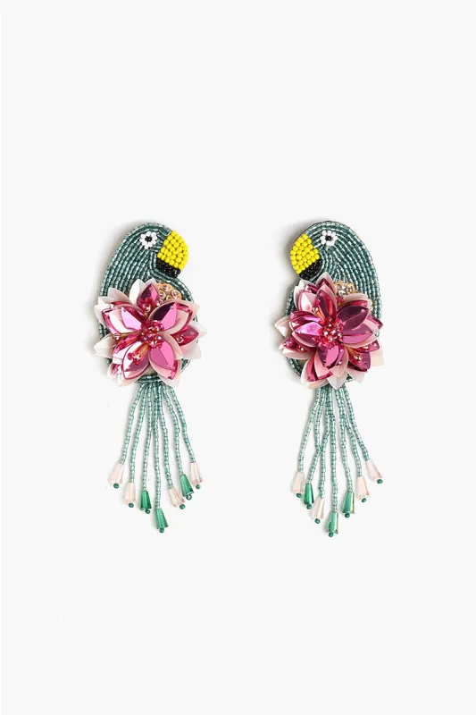 Retro Parrot Beaded Earrings sold by America & Beyond