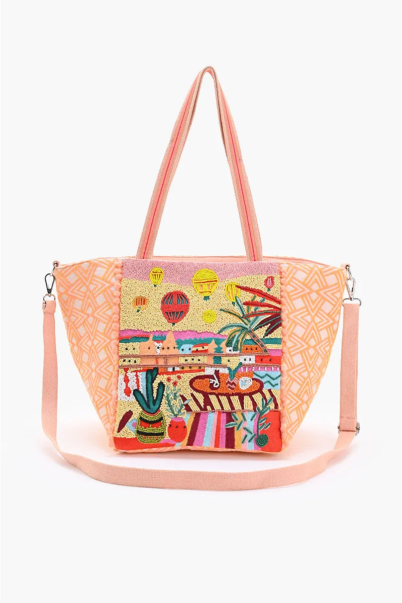 Orange Hot Air Balloon Embellished Tote sold by America & Beyond