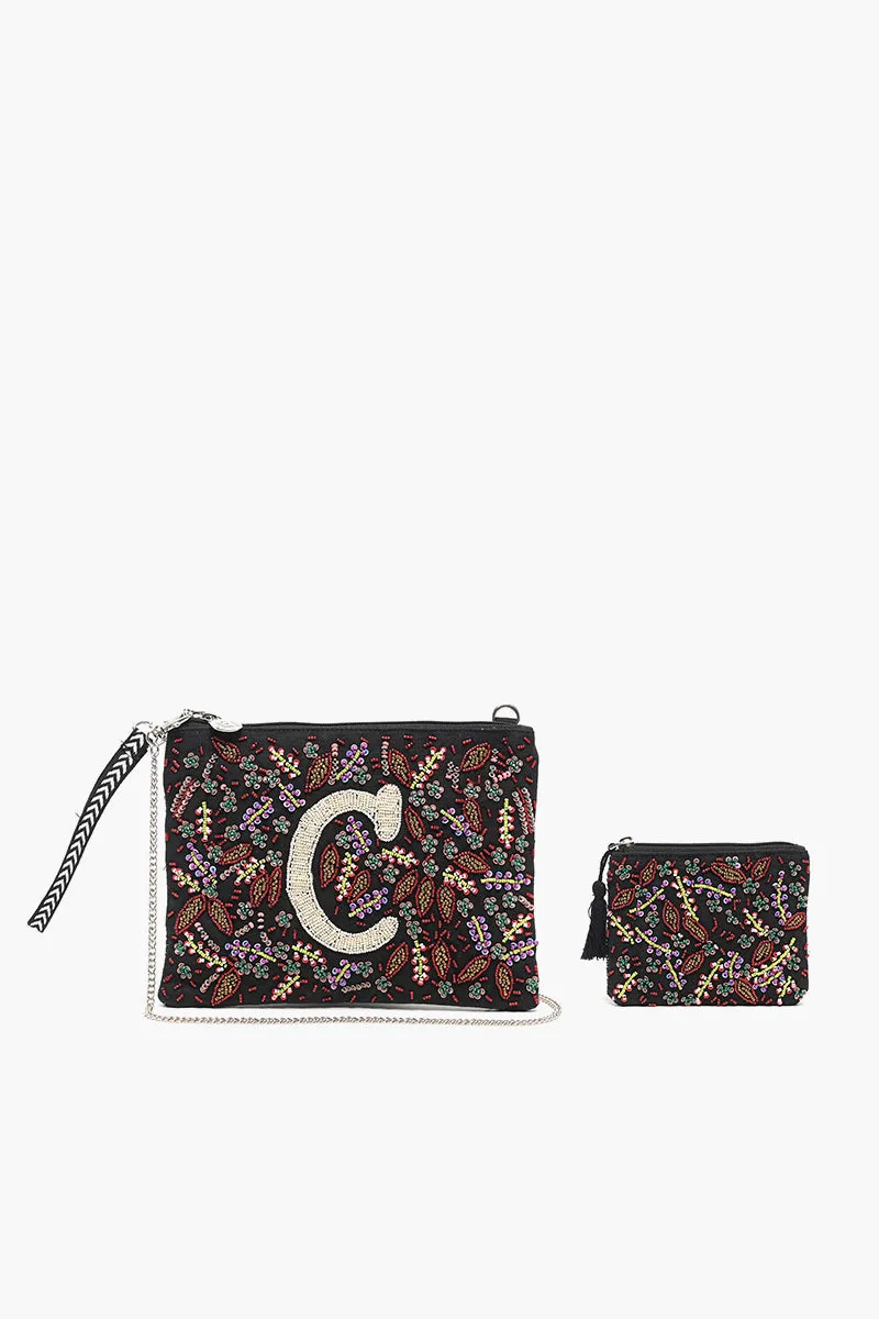 C Initial Embellished Pouch with Coin Bag sold by America & Beyond