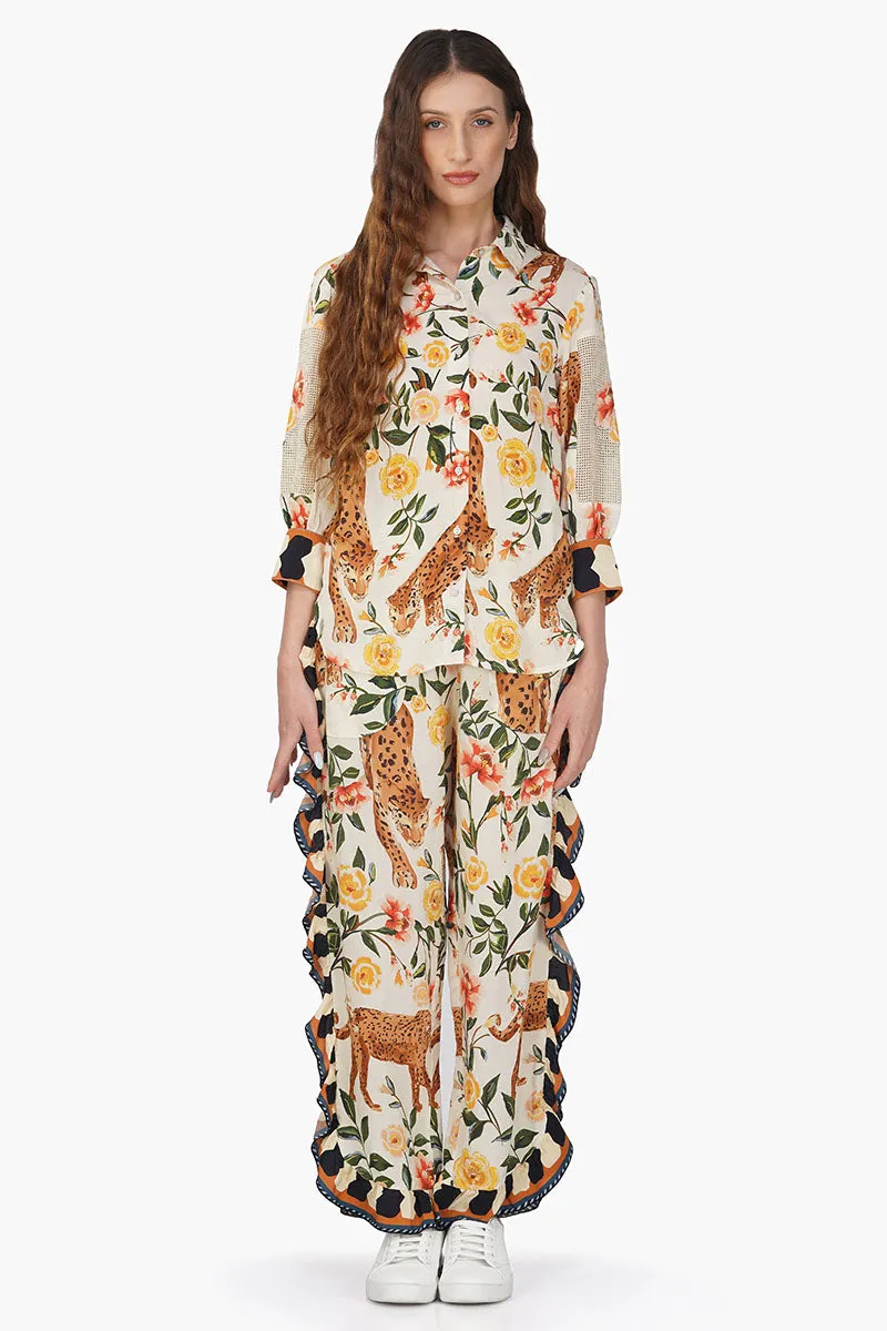 Jungle Cheetah Printed frill Pant sold by America & Beyond