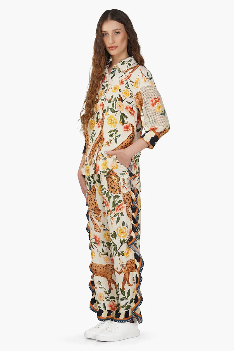 Jungle Cheetah Printed frill Pant sold by America & Beyond product image thumbnail 3