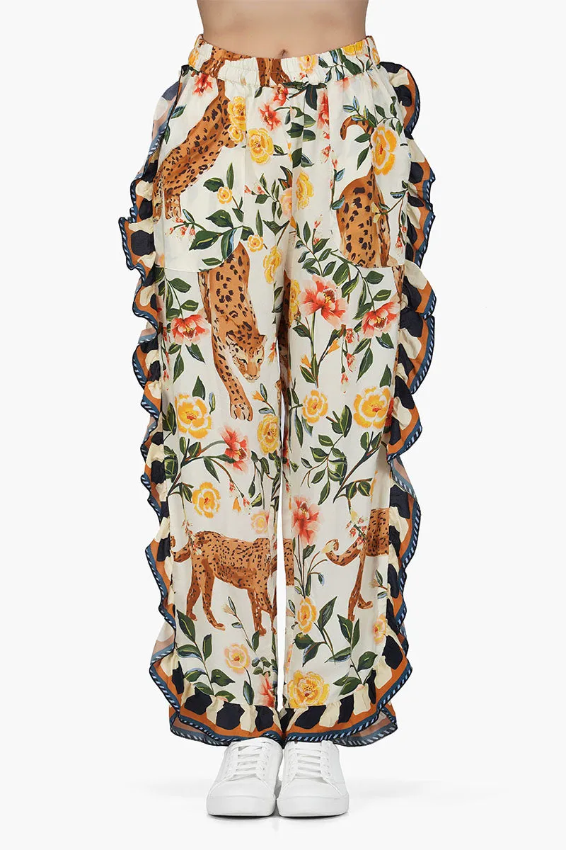 Jungle Cheetah Printed frill Pant sold by America & Beyond product image thumbnail 5