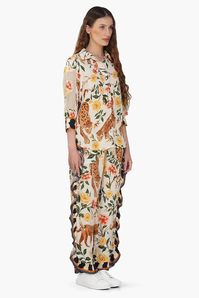 Jungle Cheetah Printed frill Pant sold by America & Beyond product image thumbnail 2