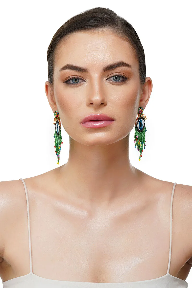 Evil Eye Good Luck Beaded Earrings sold by America & Beyond product image thumbnail 4