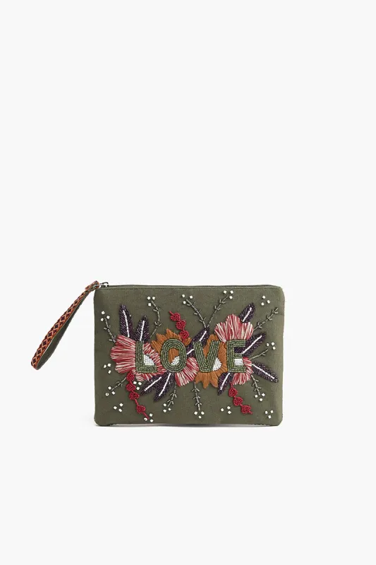 Love Embellished Wristlet Clutch sold by America & Beyond