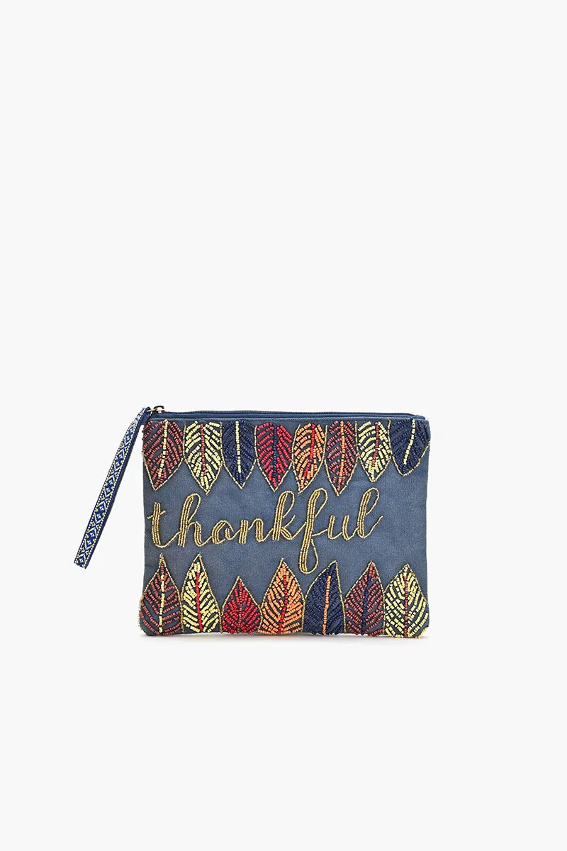 Thankful Embellished Wristlet Clutch sold by America & Beyond