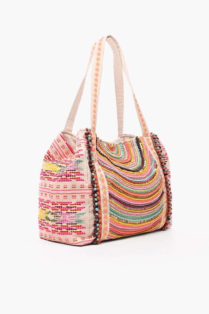 Vibrant Hand Embellished Rainbow Hand Beaded Tote sold by America & Beyond product image thumbnail 3