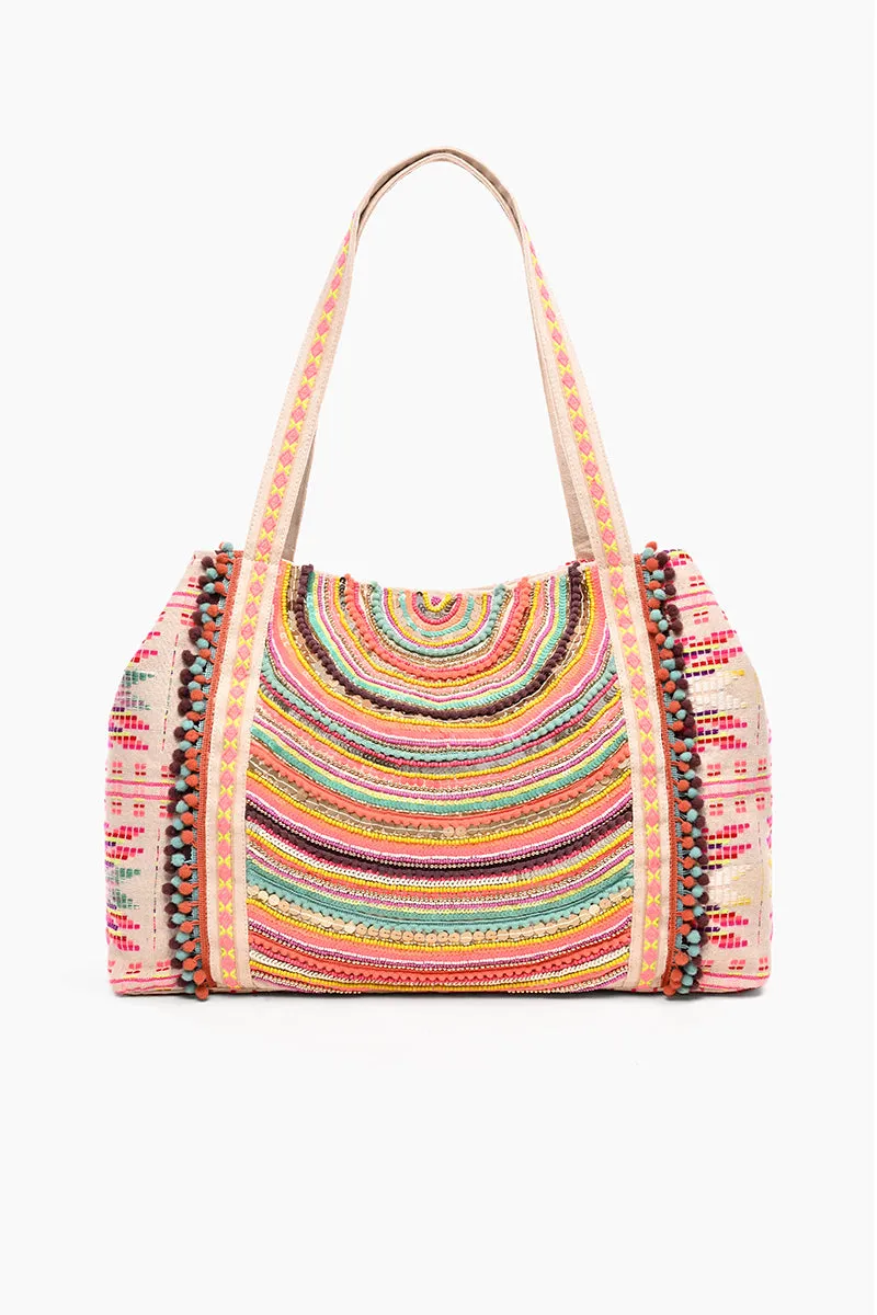 Vibrant Hand Embellished Rainbow Hand Beaded Tote sold by America & Beyond