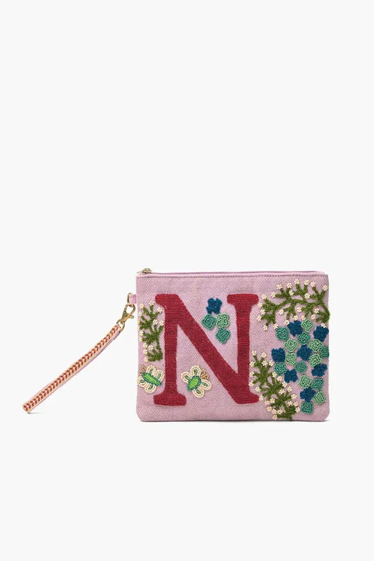 N Personalized Initial Embellished Wristlet Pouch sold by America & Beyond