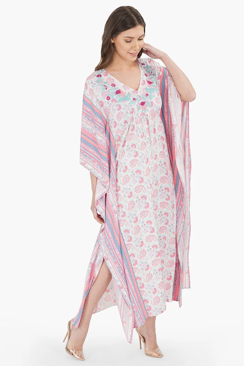 Sugar Coral Floral Maxi Kaftan sold by America & Beyond product image thumbnail 2
