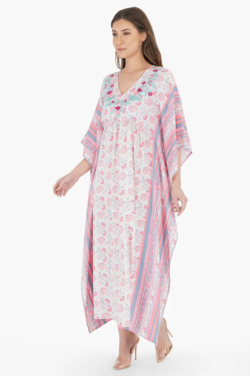 Sugar Coral Floral Maxi Kaftan sold by America & Beyond product image thumbnail 3