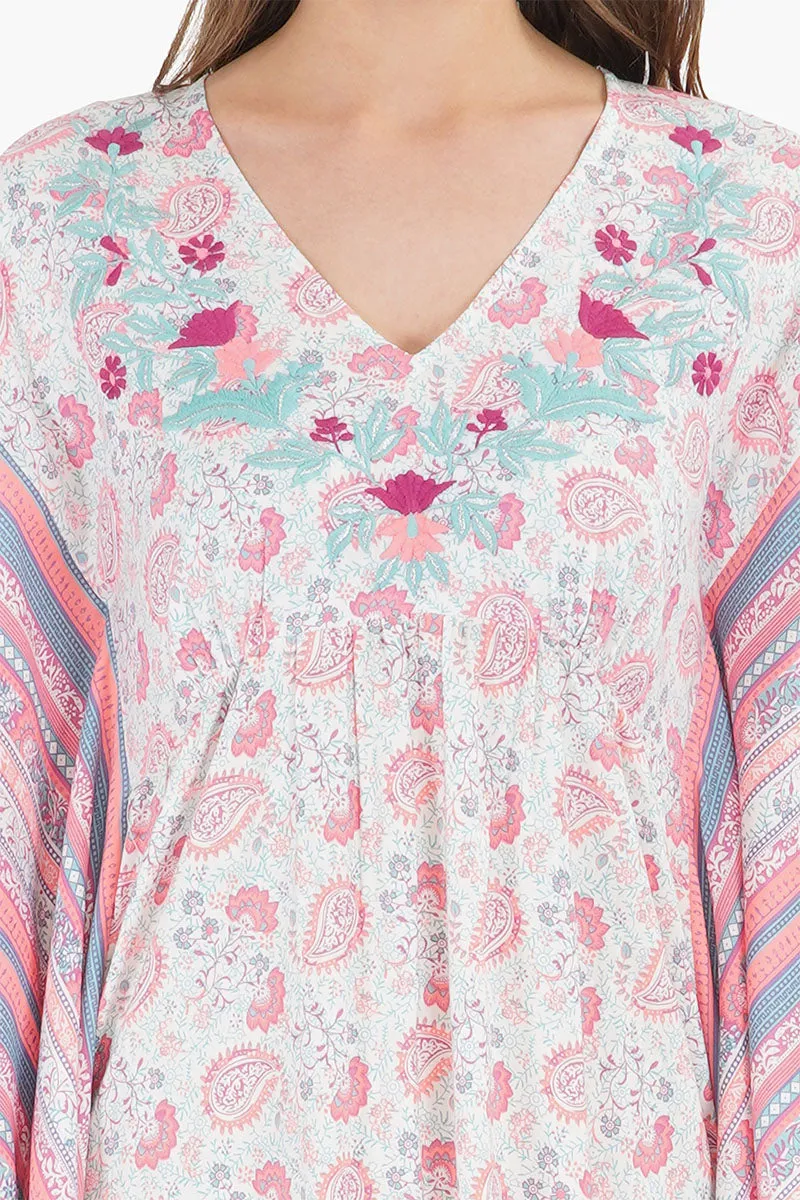 Sugar Coral Floral Maxi Kaftan sold by America & Beyond product image thumbnail 5