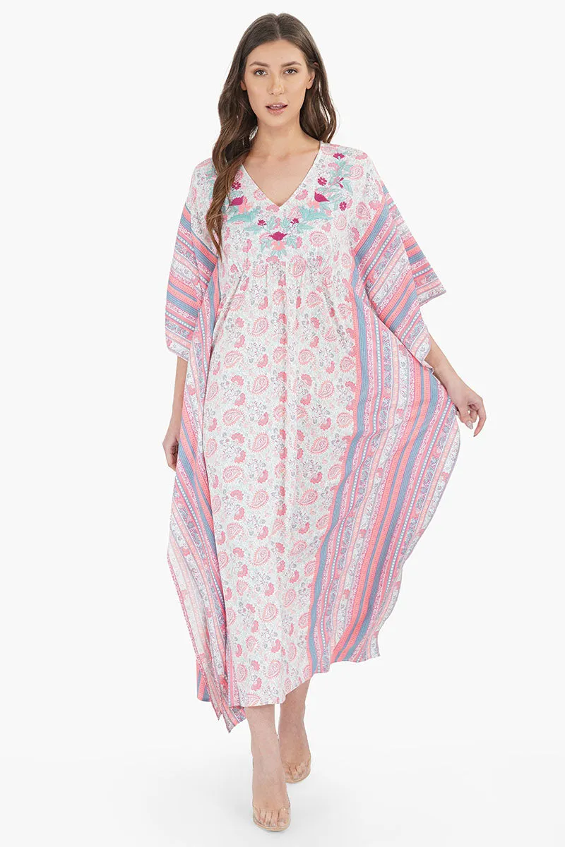 Sugar Coral Floral Maxi Kaftan sold by America & Beyond
