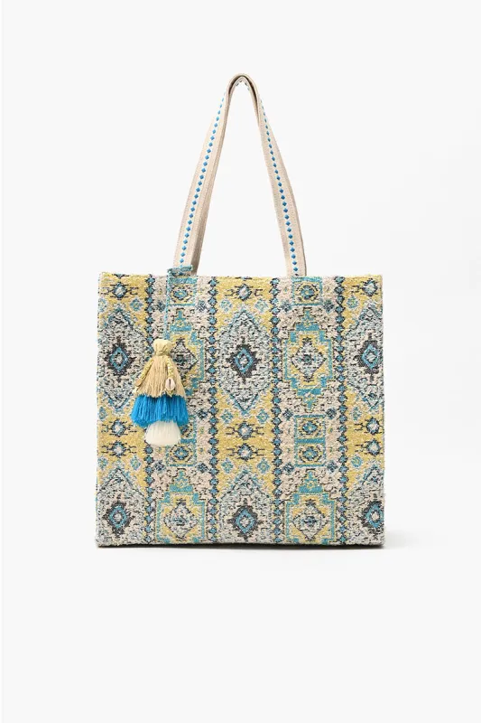 Indian Ancient Rug Inspired Tote sold by America & Beyond