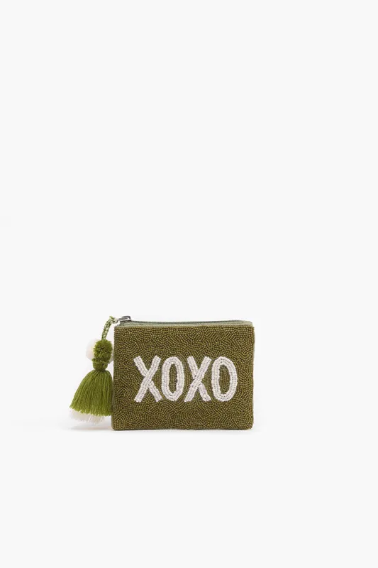 Olive XOXO Mini Pouches sold by America & Beyond