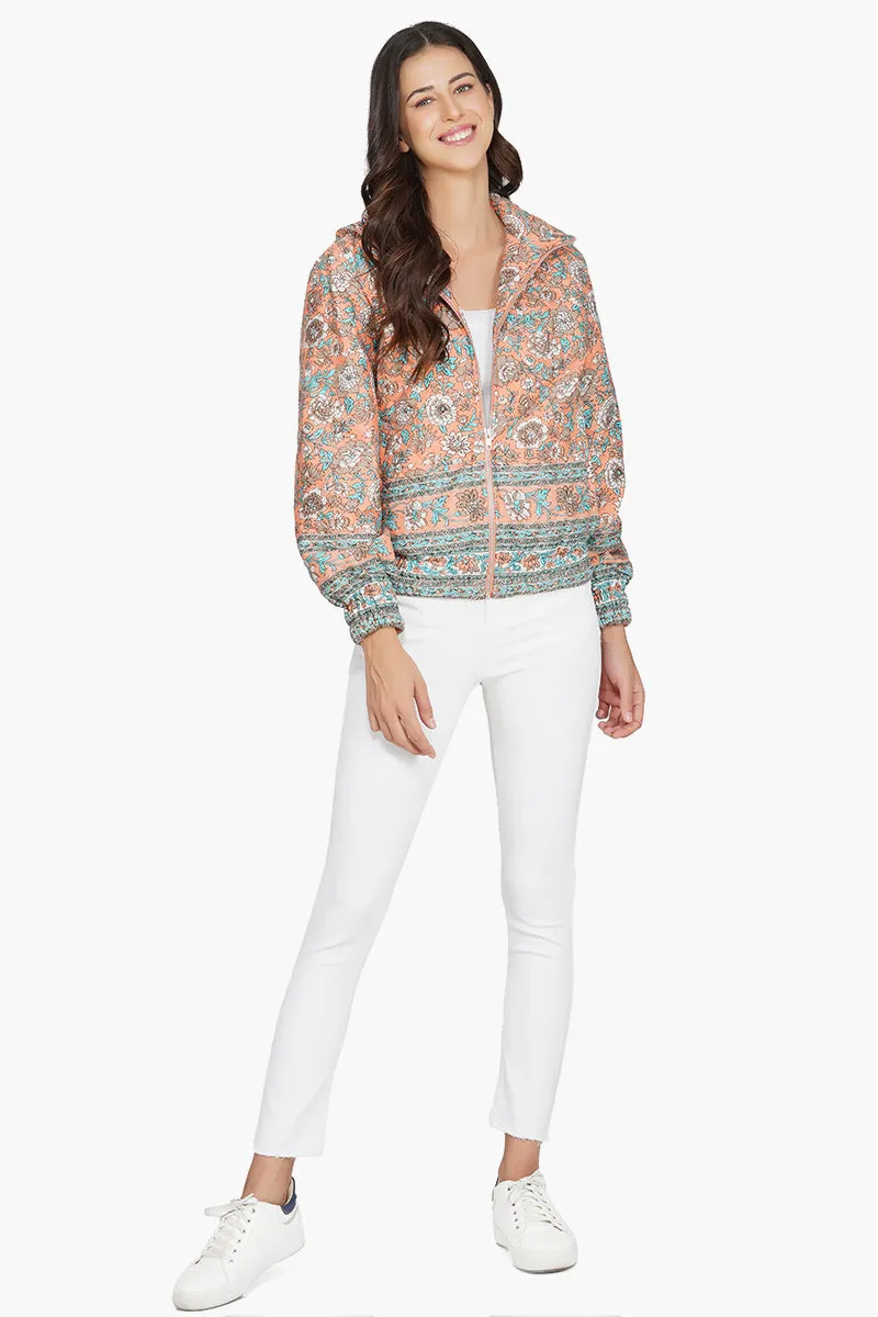 Georgia Peach Floral Bomber Jacket sold by America & Beyond