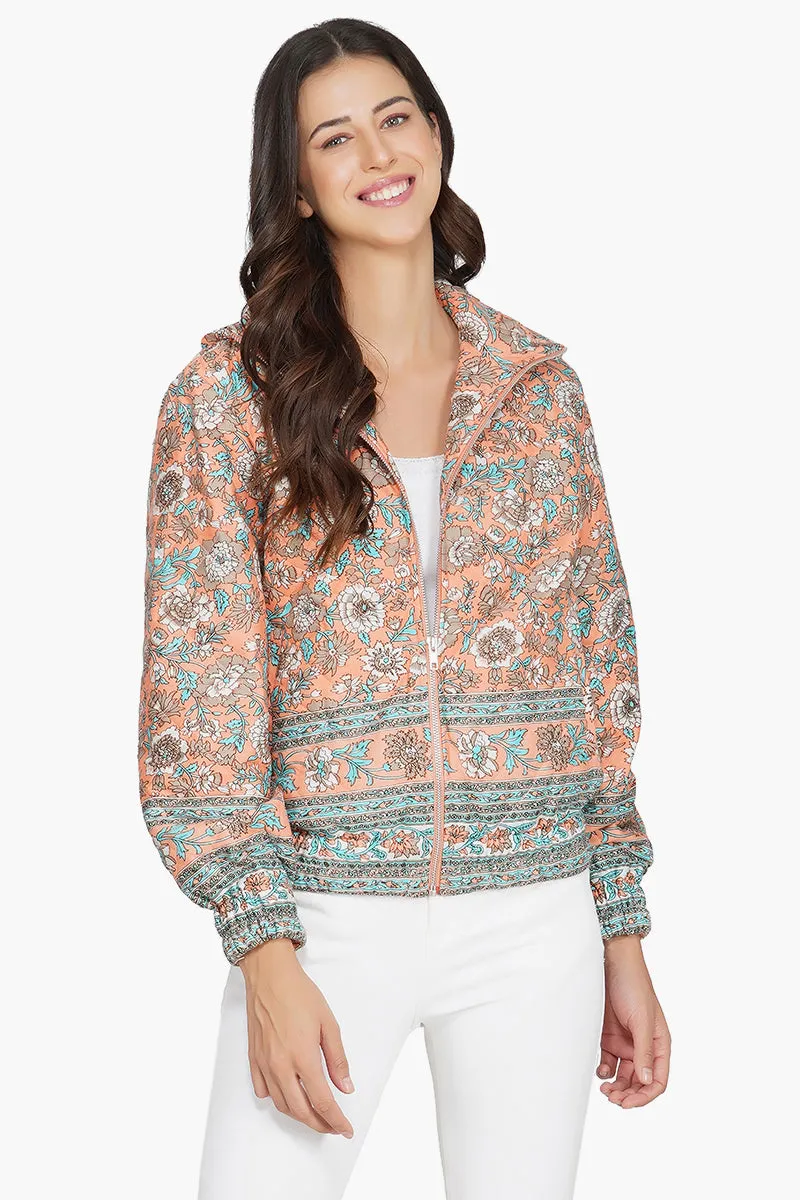 Georgia Peach Floral Bomber Jacket sold by America & Beyond product image thumbnail 3