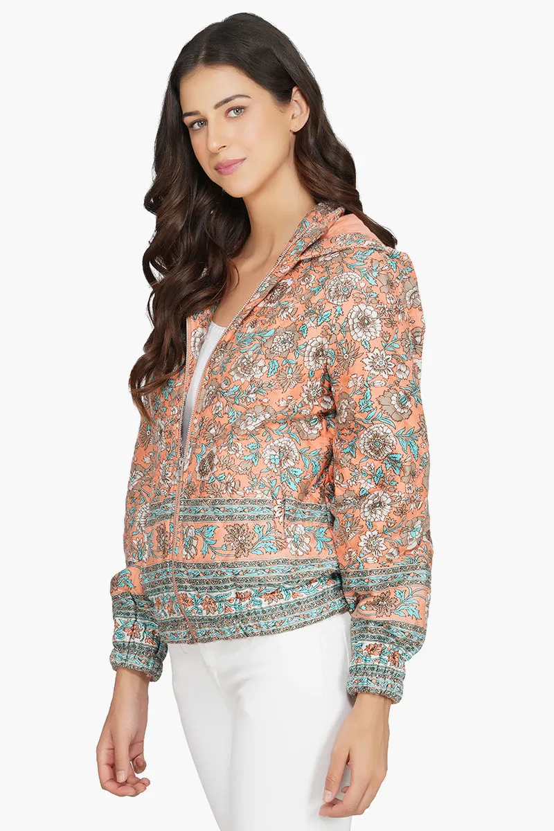 Georgia Peach Floral Bomber Jacket sold by America & Beyond product image thumbnail 4